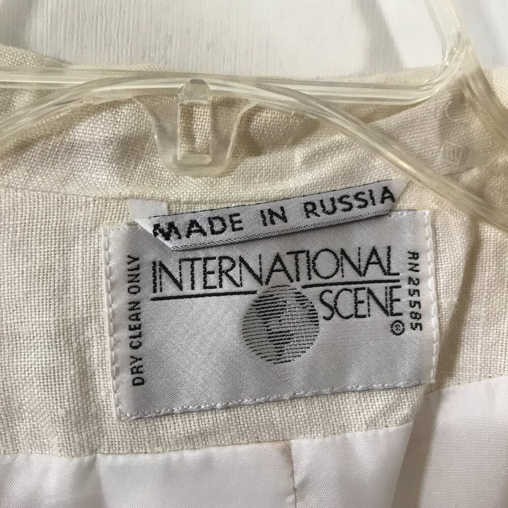 Vintage Linen Blazer with Pockets Ivory Sz 10 - Picture 10 of 13